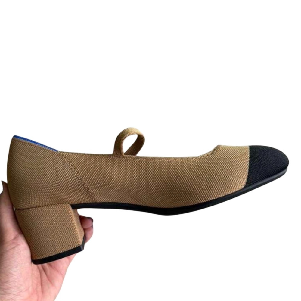 Rothy's The Mary Jane Tan/Biege Block Heel Pumps Shoes Size 11